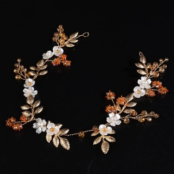 Accesoriu par modelator auriu, cu flori si frunze, Saylor Gold