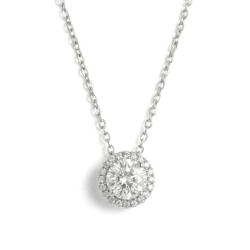 Colier din argint cu piatra moissanite de 1CT, Delicate Glow