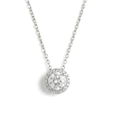 Colier din argint cu piatra moissanite de 1CT, Delicate Glow