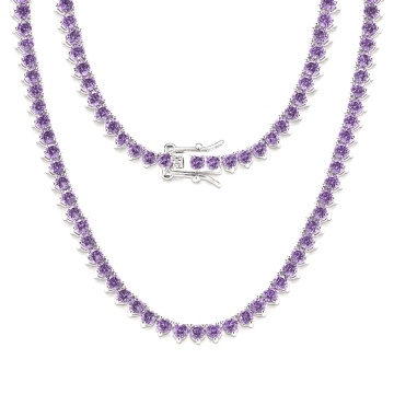 Colier tennis elegant, cu pietre din zirconiu mov, Stellar Violet