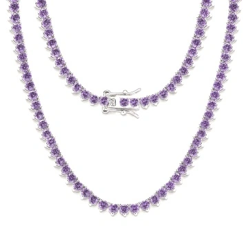 Colier tennis elegant, cu pietre din zirconiu mov, Stellar Violet