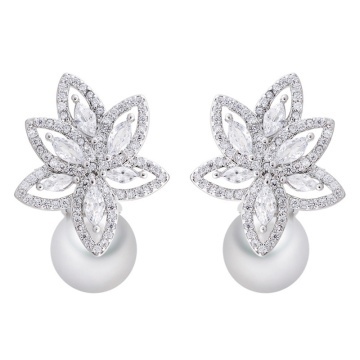 Cercei cu pietre din zirconiu si perle, Valerie Pearls