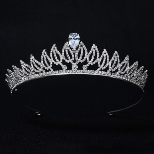 Tiara mireasa argintie cu cristale