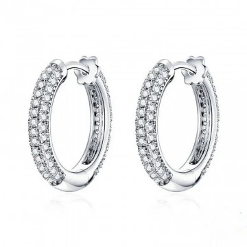 Round silver earrings with tortie and zircon stones, Rita