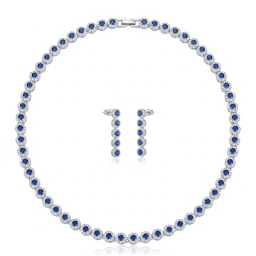 Set colier si cercei cu pietre din zirconiu albastre, Fergie Blue