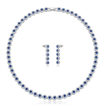 Set colier si cercei cu pietre din zirconiu albastre, Fergie Blue