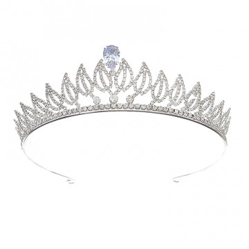 Tiara mireasa argintie cu cristale