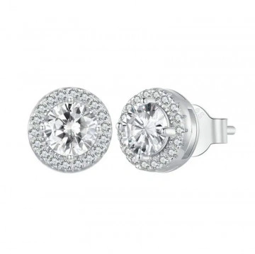 Cercei din argint rotunzi, cu pietre din zirconiu, Round Studs