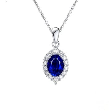 Colier argint cu safir albastru