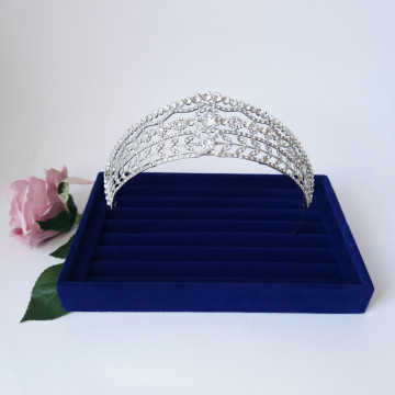 Tiara mireasa argintie cu cristale si zirconii cubice
