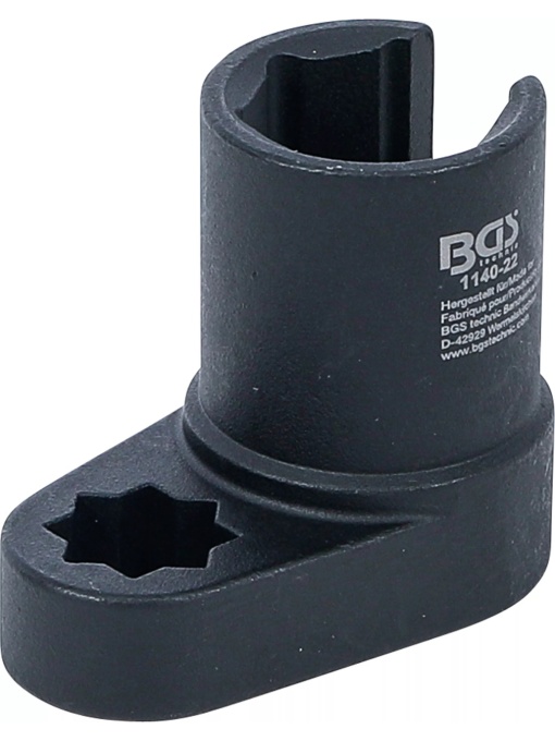Cheie tubulara decupata pentru sonda lambda, 22 mm (7/8") x 50 mm, antrenare 12,5(1/2"), fanta 11mm, BGS 1140-22