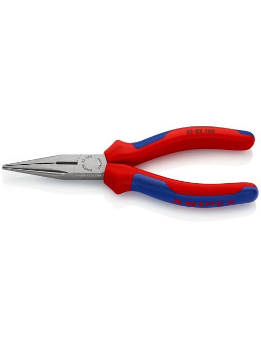 Cleste plat-rotund cu tais (patent cu cioc drept), manşoane multicomponent, lungime 160 mm, Knipex 2502160