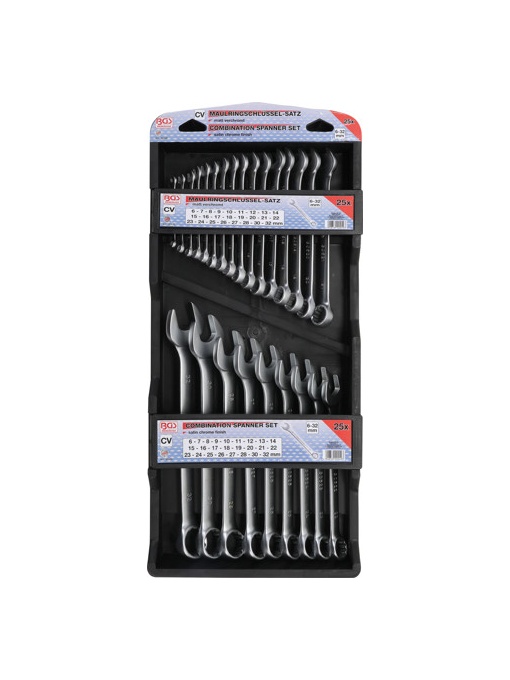 Set chei combinate 6 - 32 mm cu capat inelar in unghi de 15°, 25 piese, BGS 30100