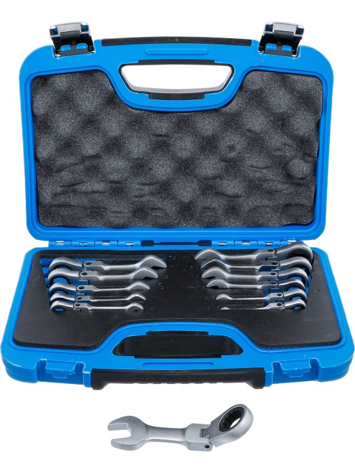 Set chei combinate cu clichet scurte articulate 8 - 19 mm 12 piese, BGS 6543