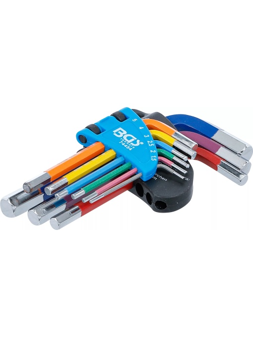 Set chei tip L multicoloră scurte hexagon interior 1,5 - 10 mm 9 piese