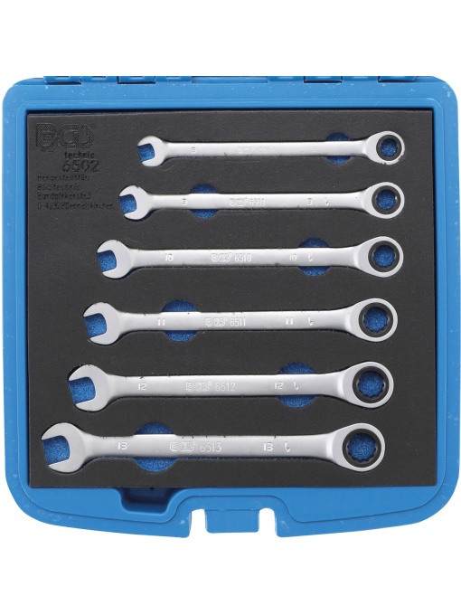 Set chei combinate cu clichet 8 - 13 mm, 6 piese, BGS 6502
