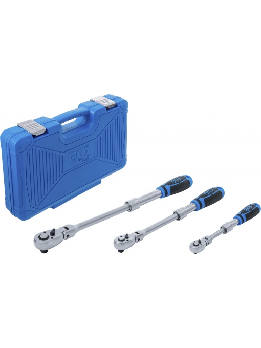 Set chei cu clichet reversibil extensibil, articulat 6,3 mm (1/4") - 10 mm (3/8") - 12,5 mm (1/2"),3 piese, BGS 25128