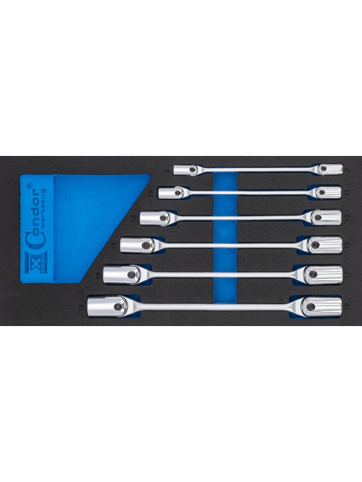 Set chei duble flexibile in termoformat, hex. 8-19 mm, 6 buc, Condor 7130