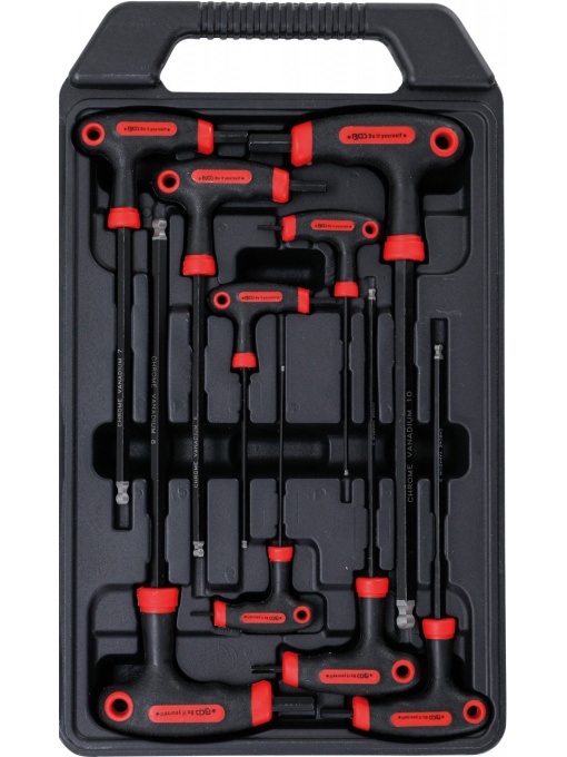Set chei Imbus cu mâner T, prfil hexagon 2 - 10 mm, 9 piese, BGS DIY 7882