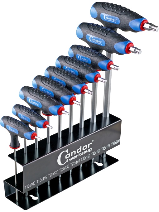 Set chei Torx T10-50 cu maner T, 9 piese, Condor 1119-3