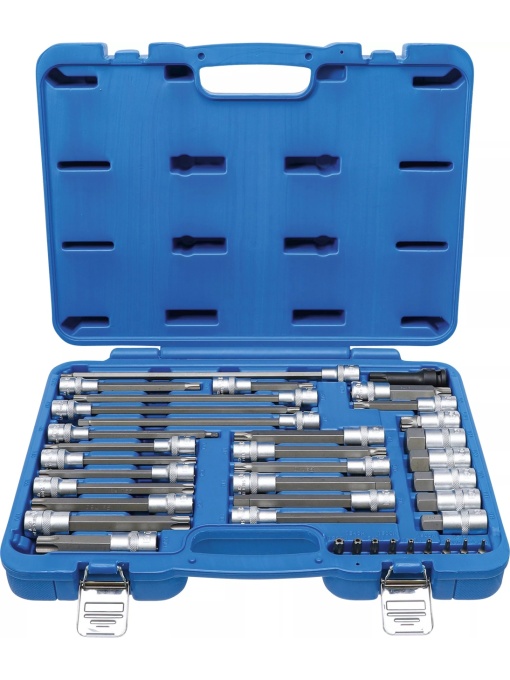 Set cu biti Imbus, Torx, Torx PlusTS, Ribe si Spline (XZN), antrenare cu tubulara 1/4" + 1/2", 38 piese, BGS 5184