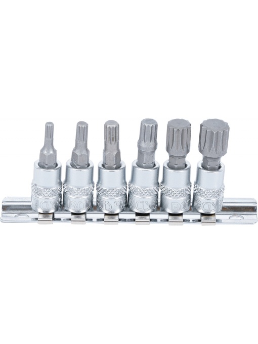 Set cu biti Spline (XZN) M4 - M12, antrenare cu tubulara 1/4, 6 piese, BGS 2162