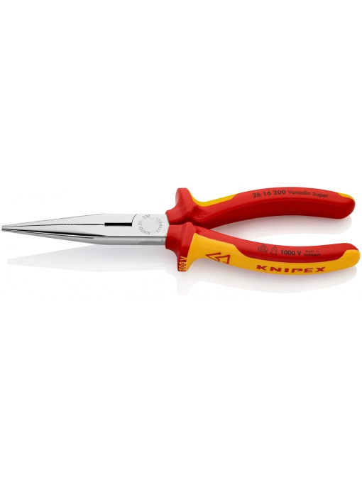 Cleste plat-rotund cu tais (patent cu cioc angular) izolate, mansoane multicomponent, testate VDE, lungime 200 mm, Knipex 2616200