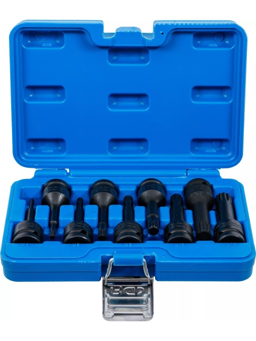 Set biti Spline (XZN) M4 - M16, lungime 75mm, antrenare 1/2" 9 piese, BGS 5482