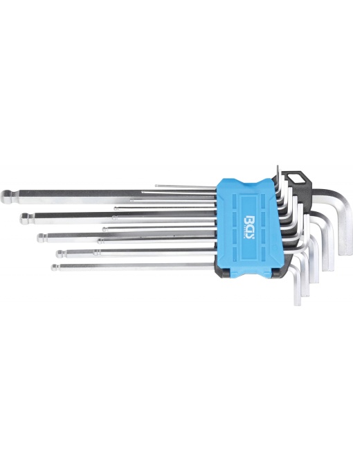 Set chei Imbus cu cap sferic tip L extra lungi, marimi in ţoli 0.05" - 3/8", 13 piese, BGS 9801