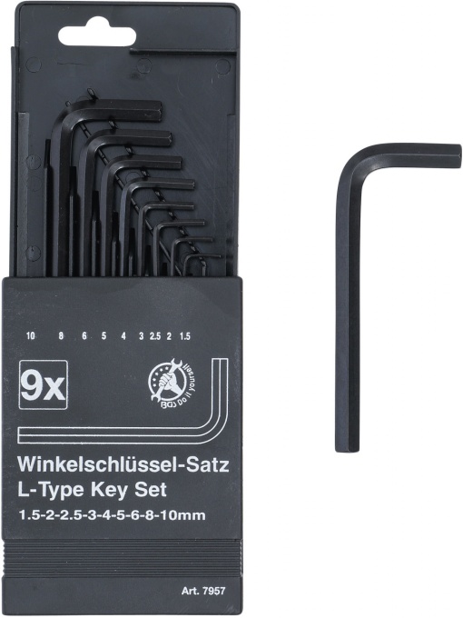 Set chei tip L | Inbus 1,5 - 10 mm | 9 piese, BGS DIY 7957