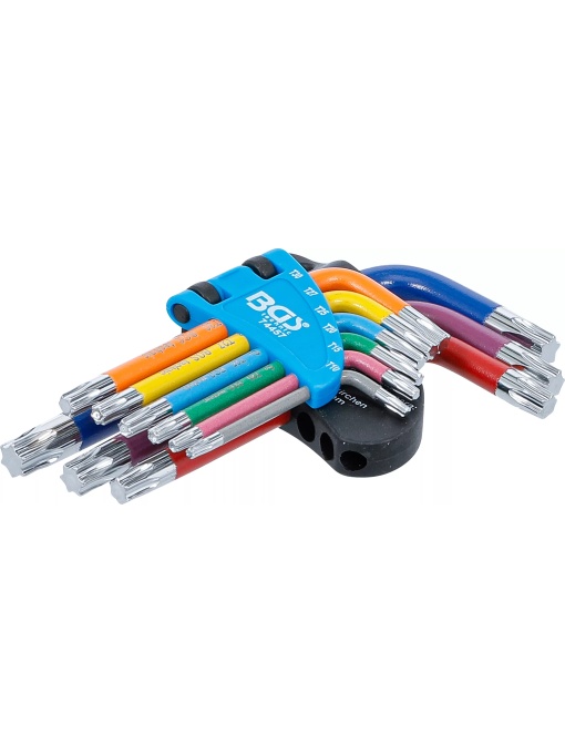 Set chei tip L multicoloră scurte profil T (pentru Torx) T10 - T50 9 piese