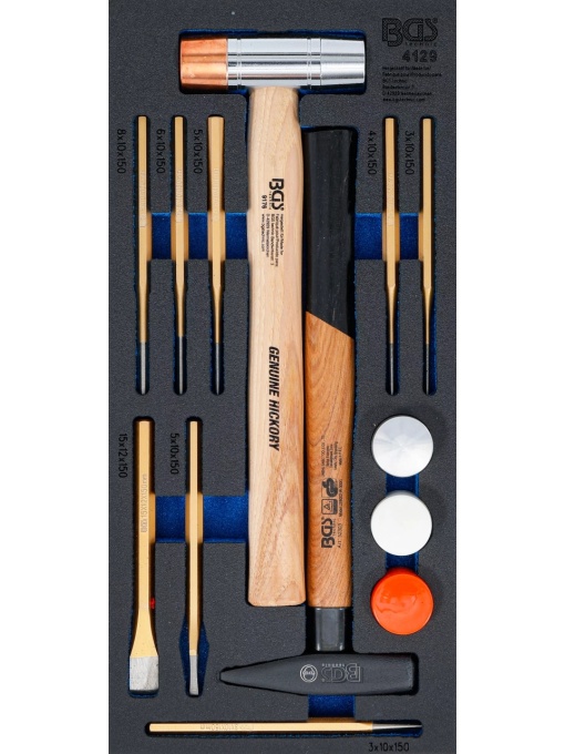 Set dornuri, dalti si ciocane in termoformat, 14 piese, BGS 4129