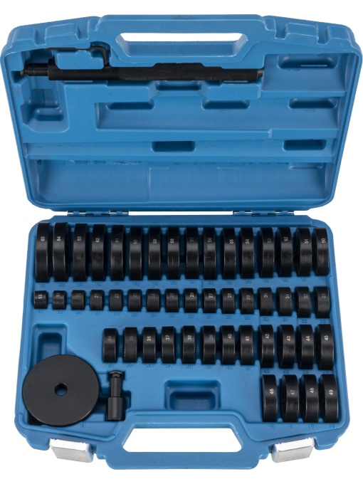 Set flanse pentru inlocuit rulmenti si simeringuri, dimensiuni ø 18-74 mm, 51 piese, Condor 5452