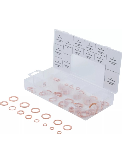 Set saibe din Cupru pentru busoane de baie de ulei, dimensiuni in mm, 75 bucati, BGS 8132