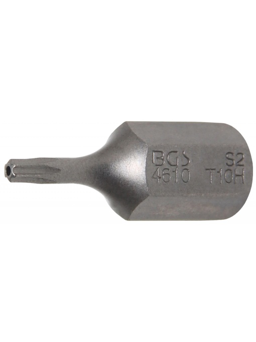 Bit Torx T10 cu gaura de securizare, lungime 30mm, antrenare 10mm(3/8"), BGS 4610