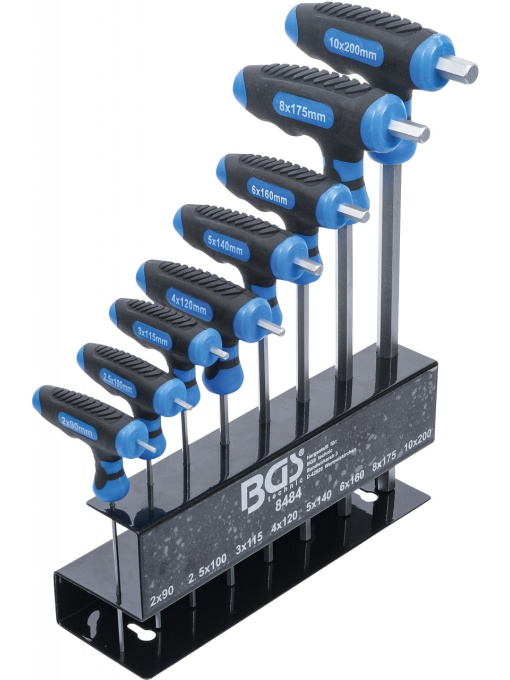 Set de chei Imbus 2 - 10 mm cu mâner T, 8 piese, BGS 8484