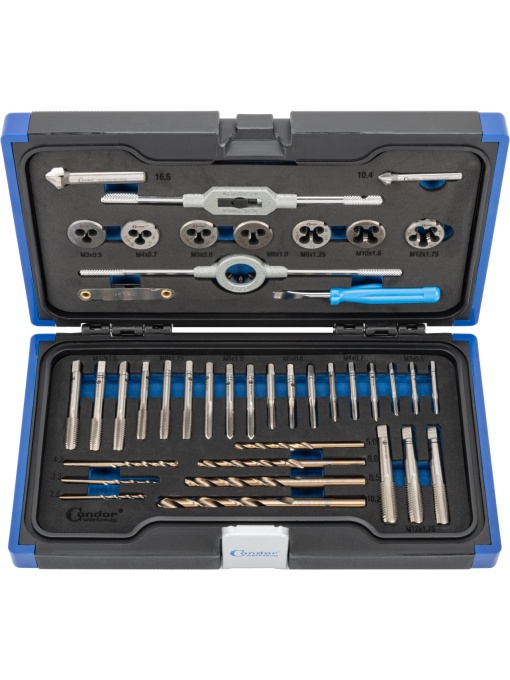 Set de tăiere filet, HSS-G M2 / HSS-E Cobalt 5%, 41 buc, M3-12, Condor 39660