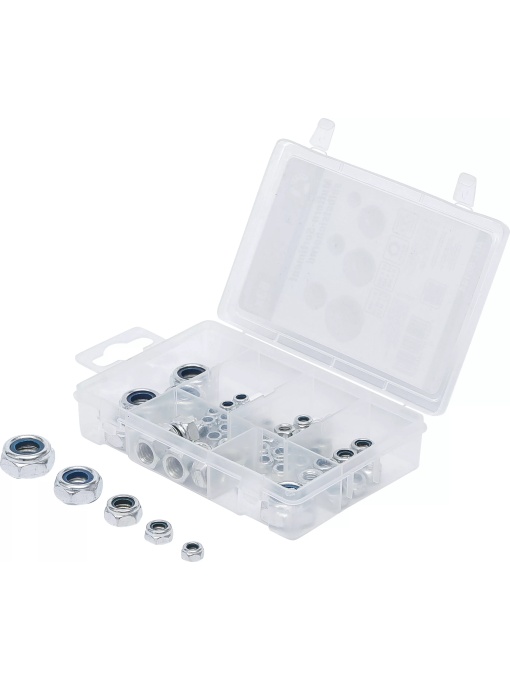 Set piuliţe | cu auto asigurare | metrice | M4 - M12 | 53 piese, BGS DIY 88144