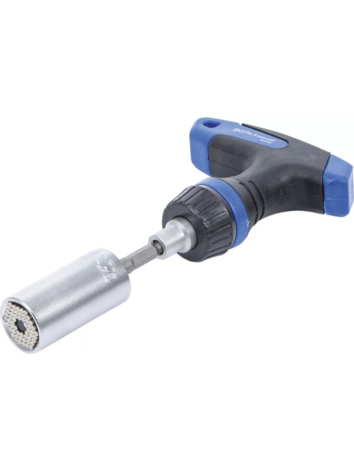 Cap cheie multiplu cu adaptor | cu mâner in T cu clichet, comutabil | 3 piese, BGS DIY 92540