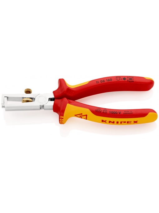Cleste dezizolator cu arc de deschidere cu manere multicomponent, testate VDE, lungime 160 mm, Knipex 1106160