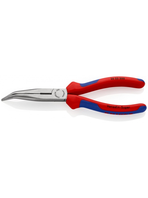 Cleste plat-rotund cu tais (patent cu cioc angular), manşoane multicomponent, lungime 200 mm, Knipex 2622200