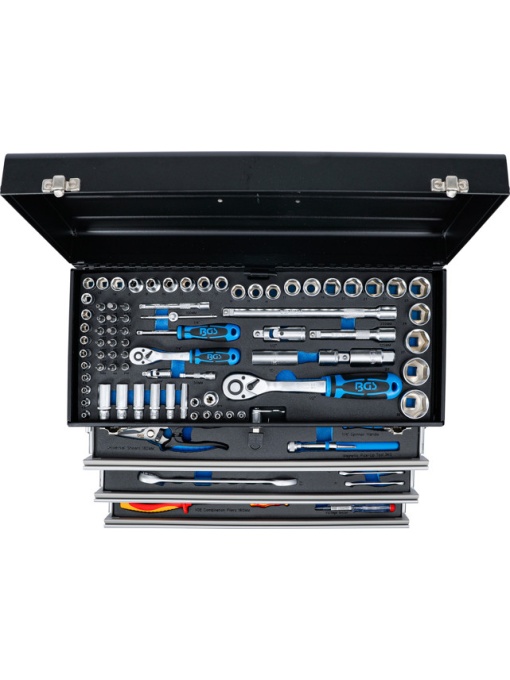 Dulap de scule pentru electricieni cu 3 sertare, 147 piese, BGS 3350