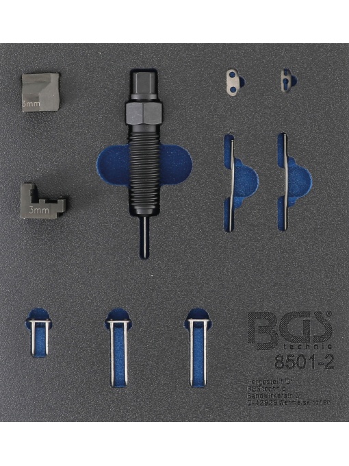 Set accesorii pentru dispozitiv asamblare lant distributie pentru boturi de 3mm, BGS 8501-2