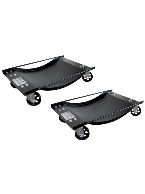 Set carucioare pentru deplasat masini avariate, latimea max. a anvelopei 360mm, dimensiuni: 385 x 605 mm, sarcina max. 450Kg/buc, BGS 8386
