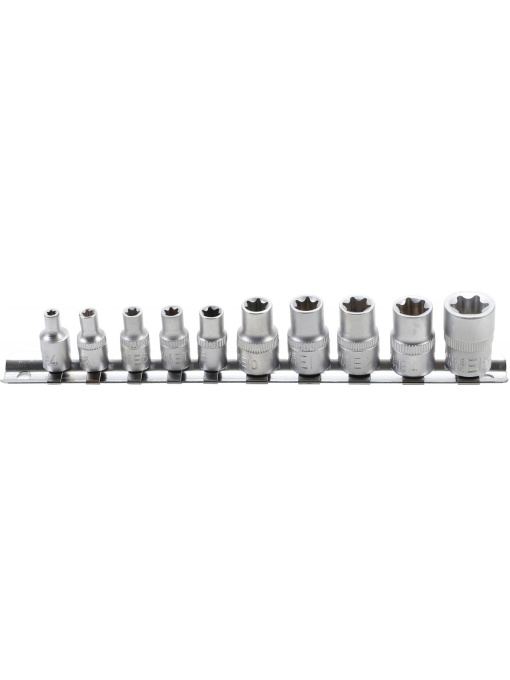 Set chei tubulare Profil E | 6,3 mm (1/4") / 10 mm (3/8") | E4 - E16 | 10 piese, BGS DIY 9548