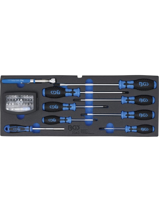 Set de surubelnite | set biti cu adaptor | recuperator magnetic | echipare 44929 pentru dulap de scule, 41 piese, BGS 3343