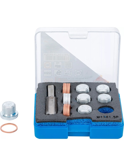 Set reparaţie pentru filet baie scurgere ulei, M17 x 1,5 mm, BGS 158