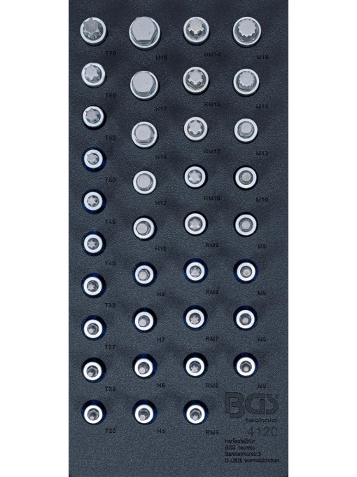 Suport organizator pentru carucior 1/3: Set biţi | diferite profile | 36 piese, BGS 4120