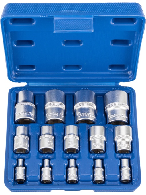 Inserții pentru chei tubulare, 14 bucăți, 1/4+3/8+1/2", profil E E4-24, Condor 1005