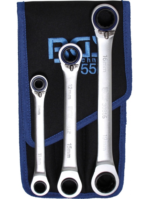 Set chei inelare cu clichet | 4-in-1 | 3 piese, BGS 1556